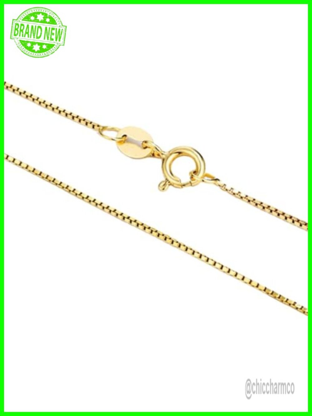 14K Real Gold Box Chain Necklace for Men & Women
